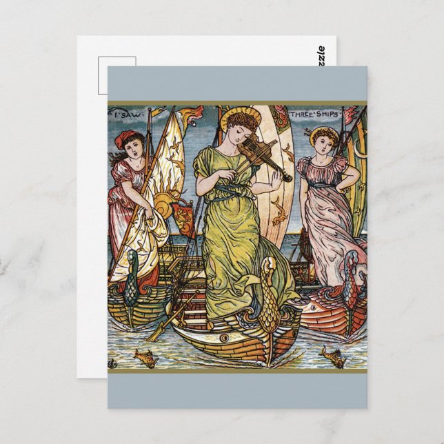 Carte Postale Walter Crane Ships, Dames gracieuses, Art Nouveau (Devant / Derrière)