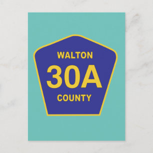Carte Postale Walton County 30A Highway Sign Florida