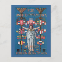 War Postcards, Vintage USA - Immigration des femme