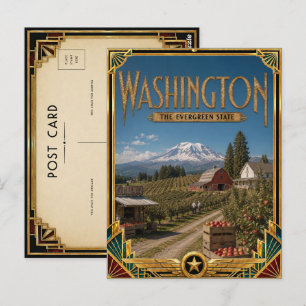 Carte Postale Washington Art Déco vintage de l'âge d'or