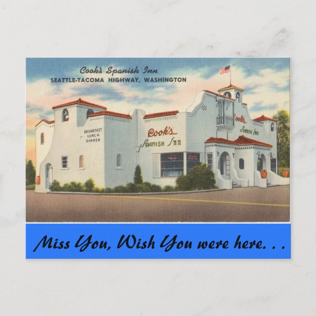 Carte Postale Washington, Cook's Spanish Inn, Seattle-Tacoma (Devant)