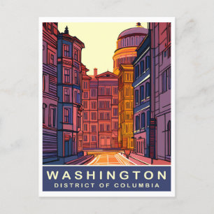 Carte Postale Washington DC, Couleurs vives, Voyage