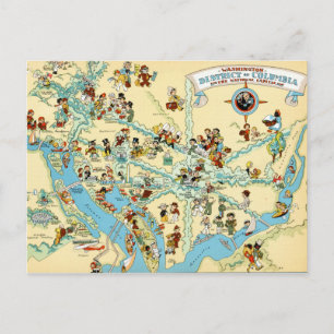 Carte Postale Washington, DC.  Funny VintageMap