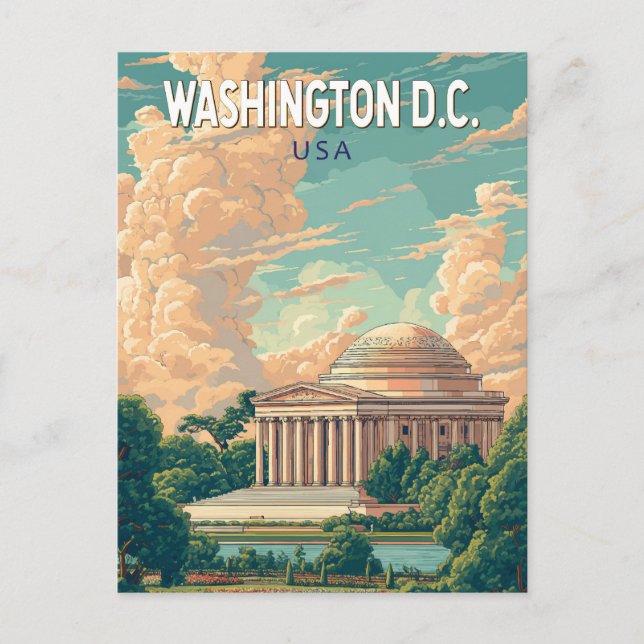Carte Postale Washington DC Thomas Jefferson Memorial Travel Art (Devant)