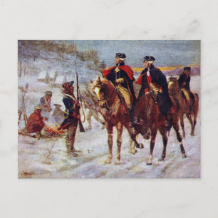 Carte Postale Washington et Lafayette à Valley Forge ~