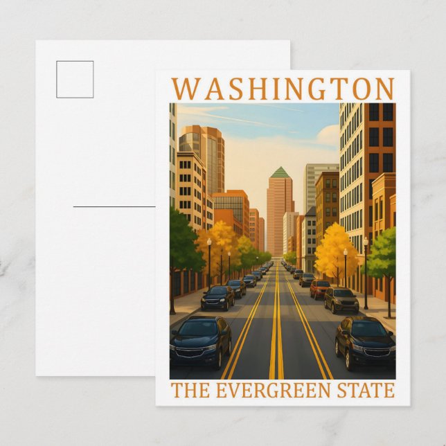 Carte Postale Washington l'Etat À feuillage persistant USA Trave (Devant / Derrière)