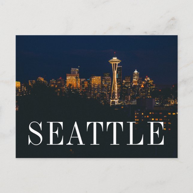 Carte Postale Washington | Seattle la Nuit (Devant)