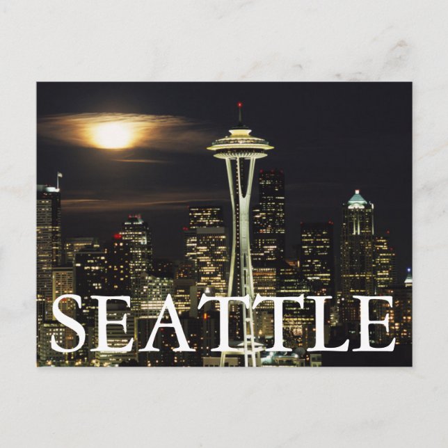 Carte Postale Washington, Seattle, Skyline la nuit à partir de K (Devant)