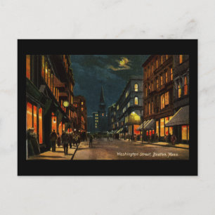 Carte Postale Washington St Boston MA la nuit