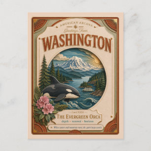 Carte Postale Washington Vintage Paper Cut American Arcana