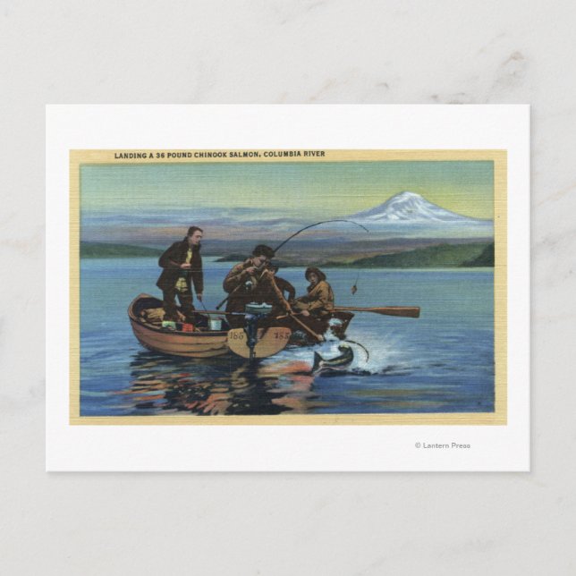 Carte Postale Washington - Vue des pêcheurs qui attrapent un Sau (Devant)