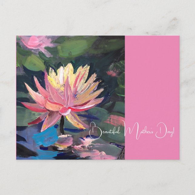 Carte Postale Water Lillie, fleur rose (Devant)