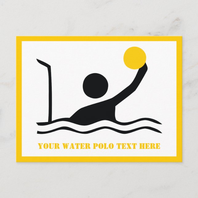 Carte Postale Water polo player black silhouette custom (Devant)