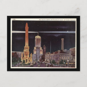 Carte Postale Water Tower et Palmolive Building, Chicago Vintag