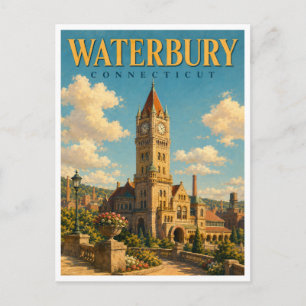 Carte Postale Waterbury Connecticut Clock Tower GeoSaga
