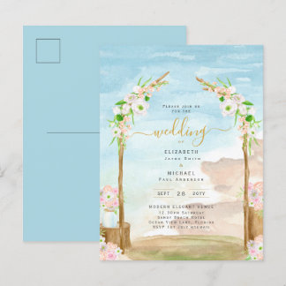 Carte Postale Watercolor Beach Faire-part de mariage côtier
