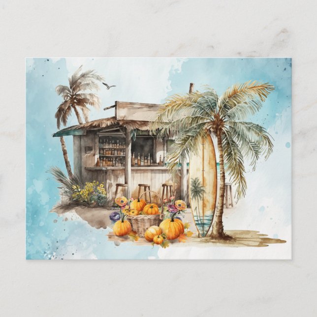 Carte Postale Watercolor Beach Thanksgiving (Devant)