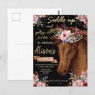 Carte Postale Watercolor cheval anniversaire cheval