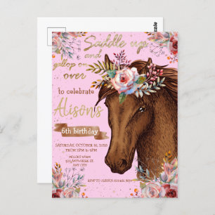 Carte Postale Watercolor cheval anniversaire cheval
