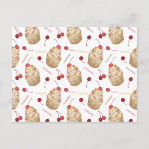 Carte Postale Watercolor cupcakes