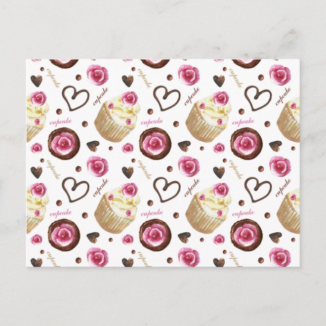 Carte Postale Watercolor cupcakes (Devant)