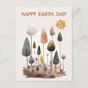 Carte Postale Watercolor Forest Scenery Jour des terres heureux