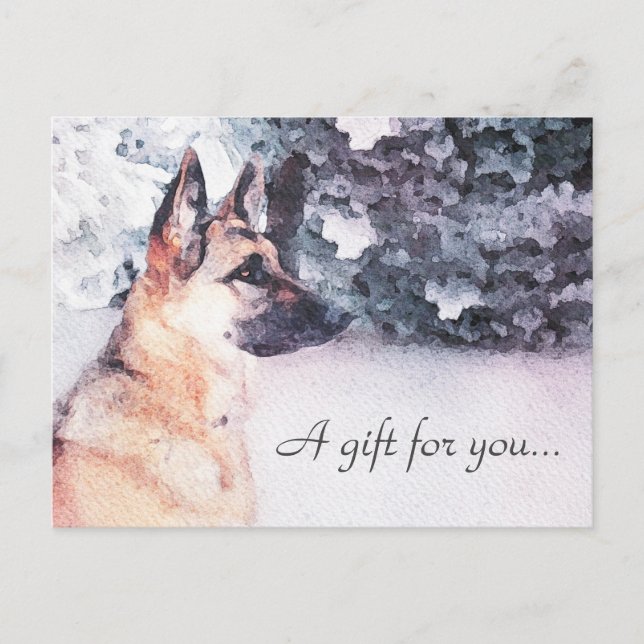 Carte Postale Watercolor German Shepherd Certificat cadeau (Devant)