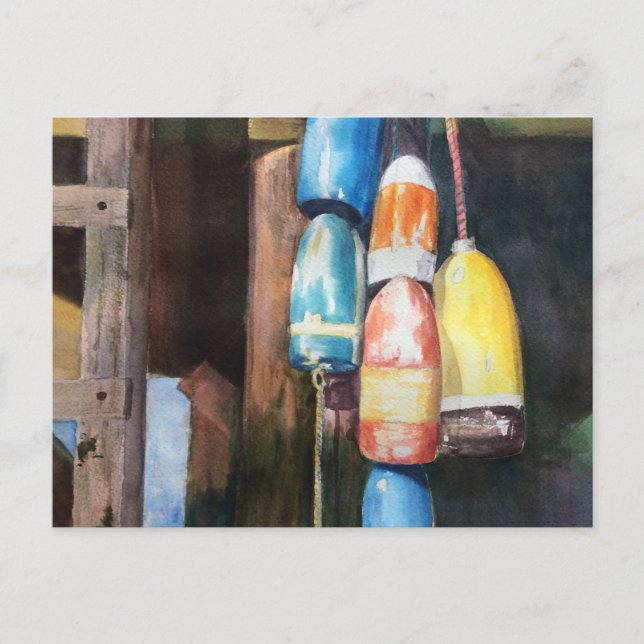 Carte postale Watercolor Nouvelle-Angleterre Bouée (Devant)
