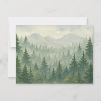Carte postale Watercolor Pine Forest - Green Mount