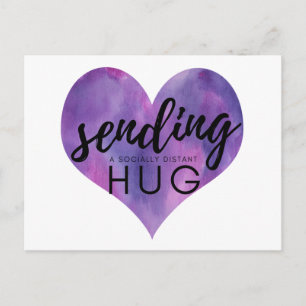 Carte Postale Watercolor Purple Heart Socialement Distant Hug