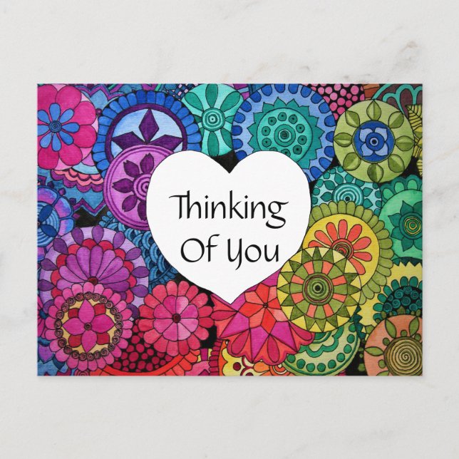 Carte Postale Watercolor Rainbow Mandala With Heart (Devant)