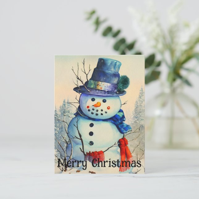 Carte postale Watercolor Snowman (Debout devant)