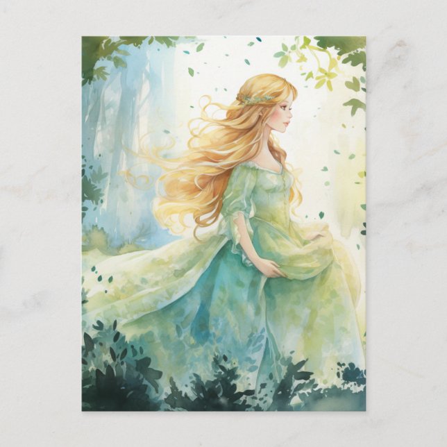 Carte Postale Watercolour Forest Princess (Devant)