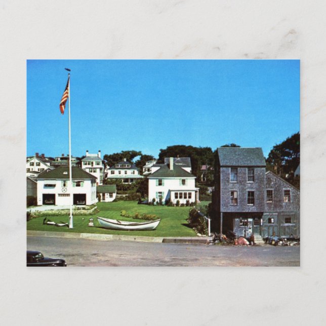 Carte Postale Waterfront, Edgartown, MA Vintage (Devant)