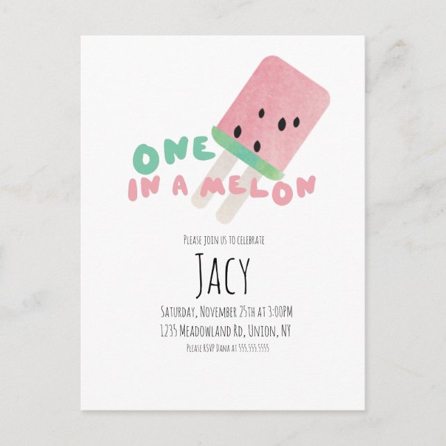 Carte Postale Watermelon Birthday Girl / One in a Melon Party (Devant)