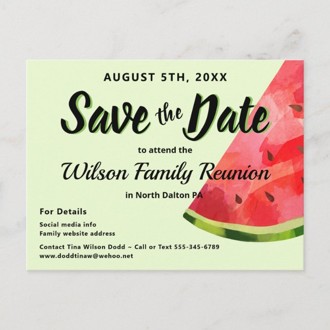 Carte Postale Watermelon Reunion BBQ Party Enregistrer la date (Devant)