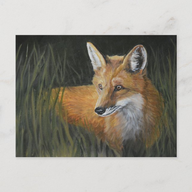 Carte postale Wayward Red Fox Animal Art (Devant)