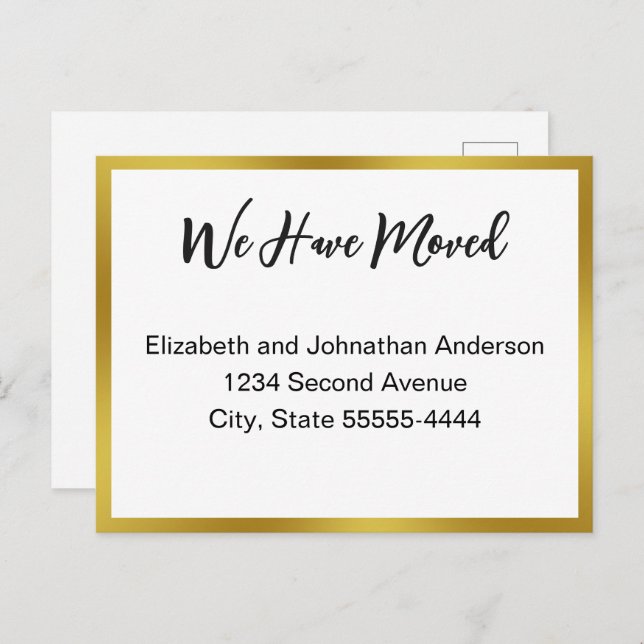 Carte Postale We Have Moved Script White Moving Announcement (Devant / Derrière)