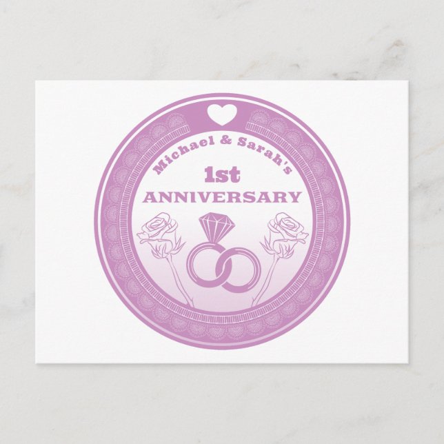 Carte Postale Wedding anniversary Lace look change the year (Devant)