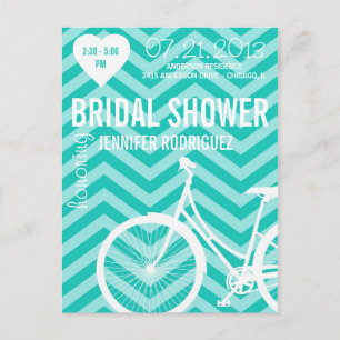 Carte postale Wedding shower Chevron Bicycle