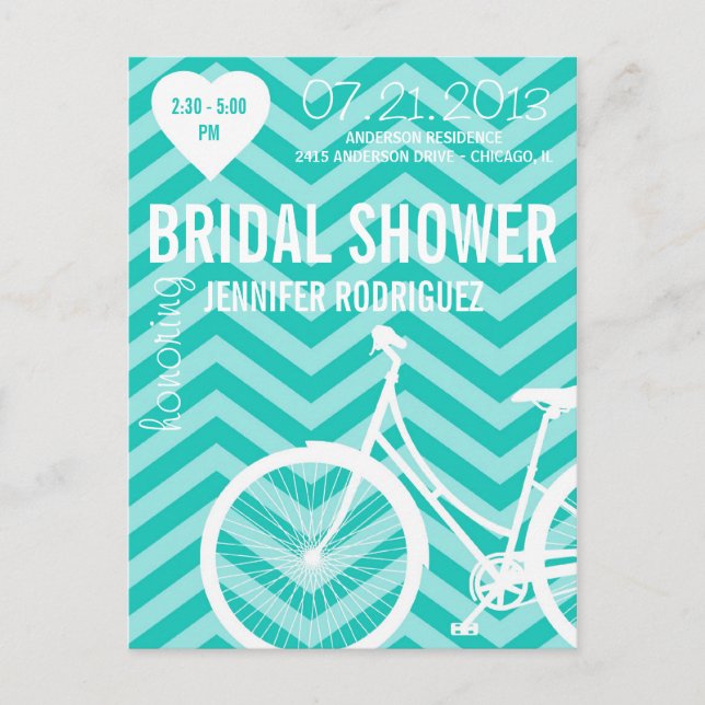Carte postale Wedding shower Chevron Bicycle (Devant)