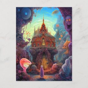 Carte Postale Weight Déplaisant House Surreal Art