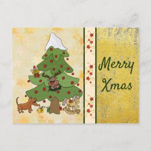 Carte Postale Weihnachtsbaum mit Hund