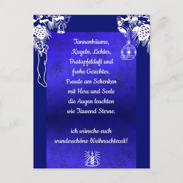 Carte Postale Weihnachtsgedicht Deutsch, Ajouter Votre Texte (Devant)