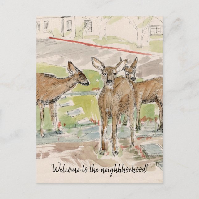 Carte Postale Welcome to the Neighborhood Deer Lawn (Devant)