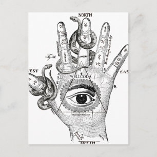 Carte Postale Wellcoda Illuminati Compass serpent main