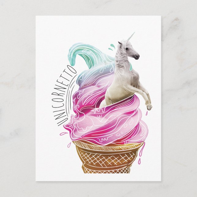 Carte Postale Wellcoda Unicorn Cornetto Fun Ice Cream (Devant)