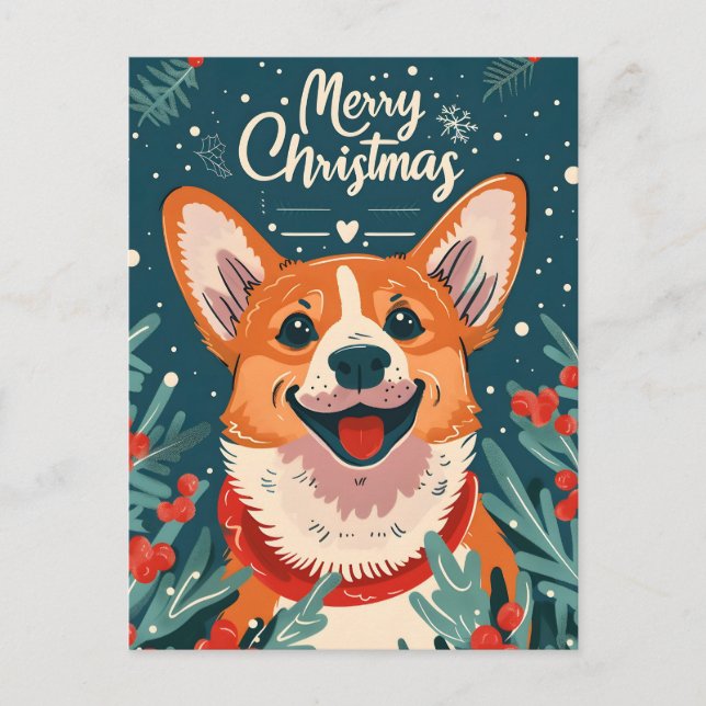Carte Postale Welsh Corgi Christmas (Devant)