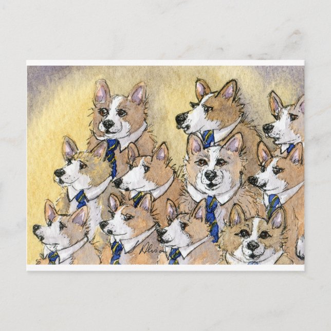 Carte Postale Welsh Corgi howl choir (Devant)