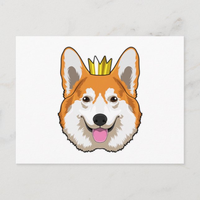 Carte Postale Welsh corgi with Crown (Devant)